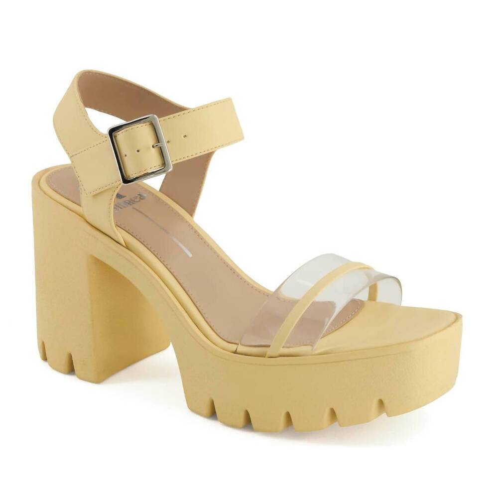 NEW ANDREA women's block heel sandal in yellow
